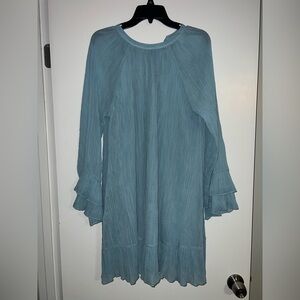 Time and Tru Light Blue Long Sleeve Ruffle Dress